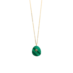 Green Stone and Diamond Necklace