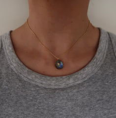 Graphite Stone and Diamond Necklace