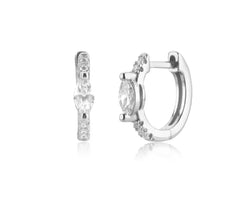 Oval Cz Silver Huggies
