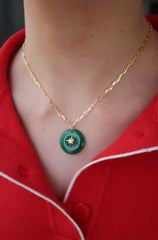 Gold Chain with Green Lucky Charm