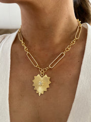 Heart Gold Pendant Paper Clip Necklace (hq)