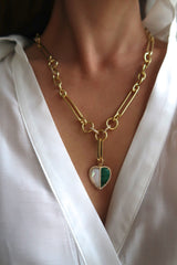 Heart Shell Emerald Charm