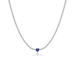 Heart Sapphire Tennis Necklace