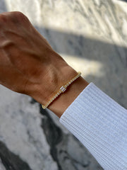 Square Clear Stone Gold Skinny Tennis Bracelet