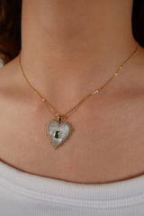 Heart Shell Emerald Necklace