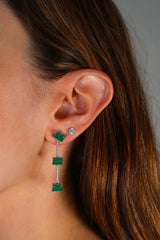 Triple Emerald Cut Stone Formal Earrings