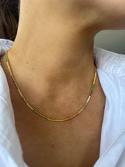 Skinny Rainbow Gold Tennis Necklace
