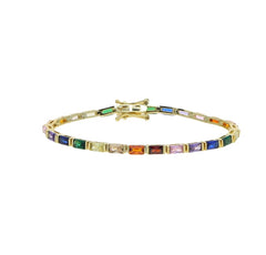 Rainbow Baguettes Tennis Bracelet