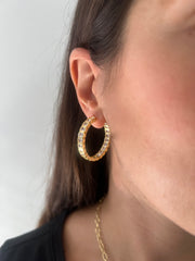 Diamond Bezel Gold Hoops