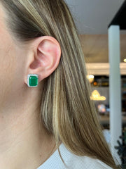 Emerald-Cut Emerald Big Square Studs