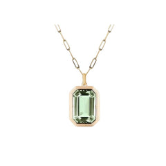 Square Rock Sugar Green Pendant Necklace