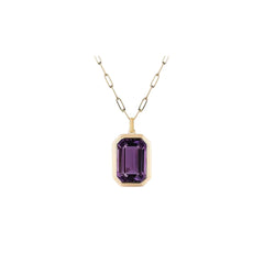 Square Rock Sugar Purple Pendant Necklace