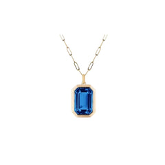 Square Rock Sugar Sapphire Pendant Necklace