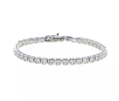 Silver Square Bezel Tennis Bracelet