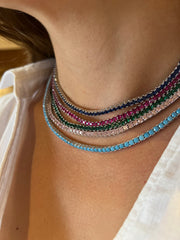 Colored Stone Tennis Necklace