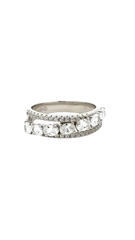 Triple Row Diamond Stone Ring