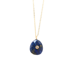 Blue Stone and Diamond Necklace