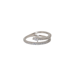 Half Open Pave Double White Band
