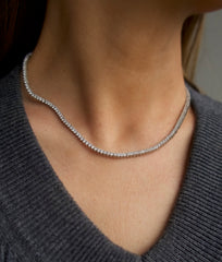 3 Prong Silver Tennis Necklace (2mm)