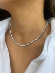 3 Prong Silver Tennis Necklace Rivera (2mm)