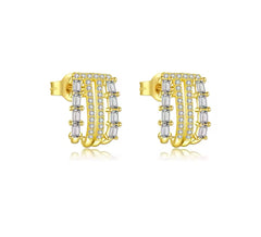 Four Shape Gold Half Hoop Studs