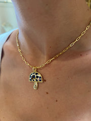 Sapphire Heart Stone Mushroom Necklace